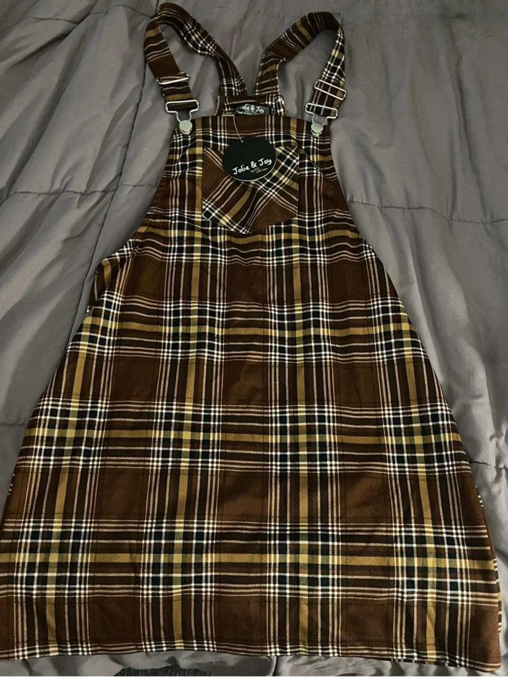Plaid Overall Dress - Picture 2 of 4